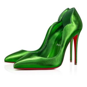 Christian Louboutin Escarpins Hot Chick Cuir 100 mm Épinard/lin Épinard Chaussures