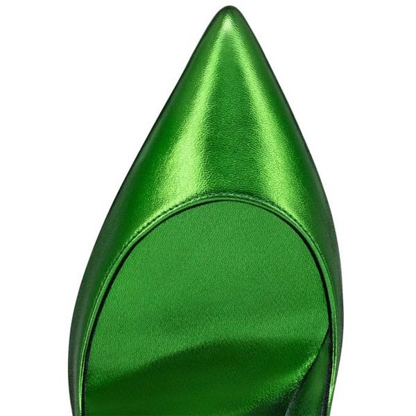 Christian Louboutin Escarpins Hot Chick Cuir 100 mm Épinard/lin Épinard Chaussures – Image 3
