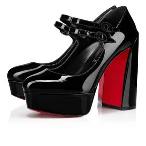 Christian Louboutin Escarpins Movide Jane 130 mm Noir/lin Noir Verni