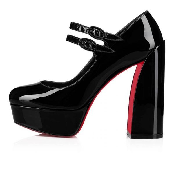 Christian Louboutin Escarpins Movide Jane 130 mm Noir/lin Noir Verni – Image 2