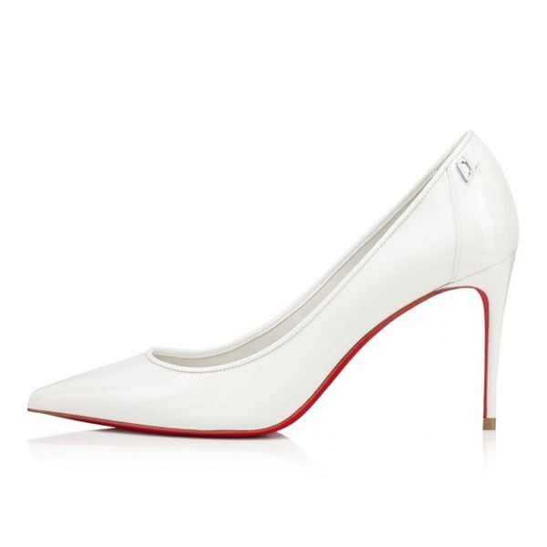 Christian Louboutin Escarpins Sporty Kate Verni Veau 85 mm Bianco/lin Bianco Chaussures – Image 4