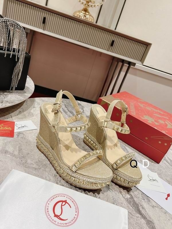 Christian Louboutin Pyraclou 110 Mm Espadrilles Cuir Pailleté Platine