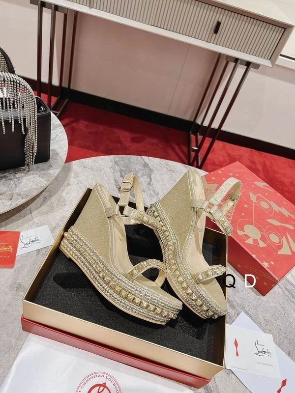 Christian Louboutin Pyraclou 110 Mm Espadrilles Cuir Pailleté Platine – Image 2