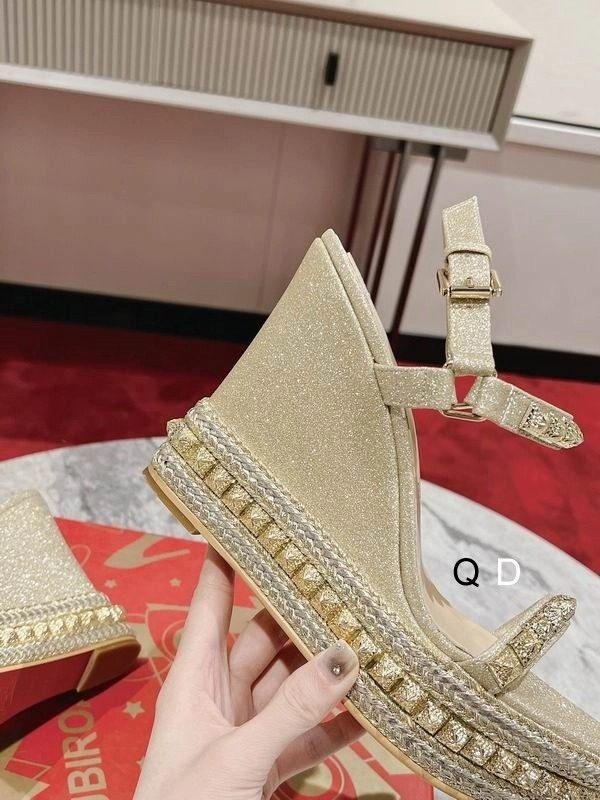 Christian Louboutin Pyraclou 110 Mm Espadrilles Cuir Pailleté Platine – Image 3