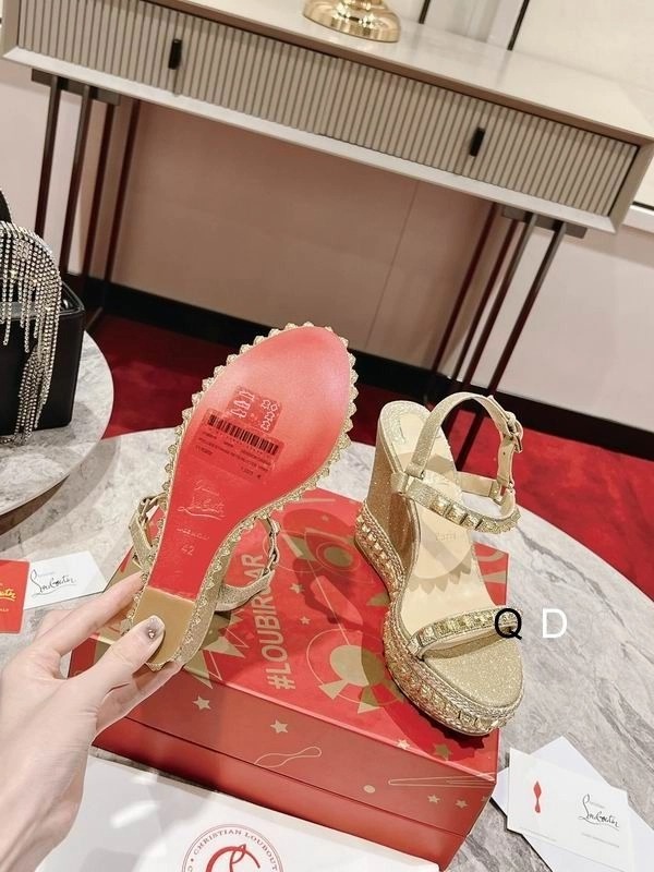 Christian Louboutin Pyraclou 110 Mm Espadrilles Cuir Pailleté Platine – Image 4