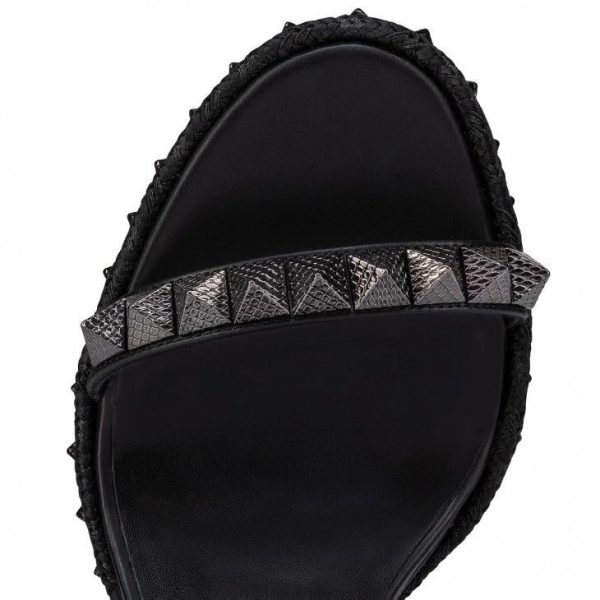Christian Louboutin Pyraclou 110 mm Espadrilles Cuir Iridescent Noir – Image 4