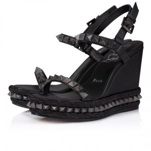 Christian Louboutin Pyraclou 110 mm Espadrilles Cuir Iridescent Noir