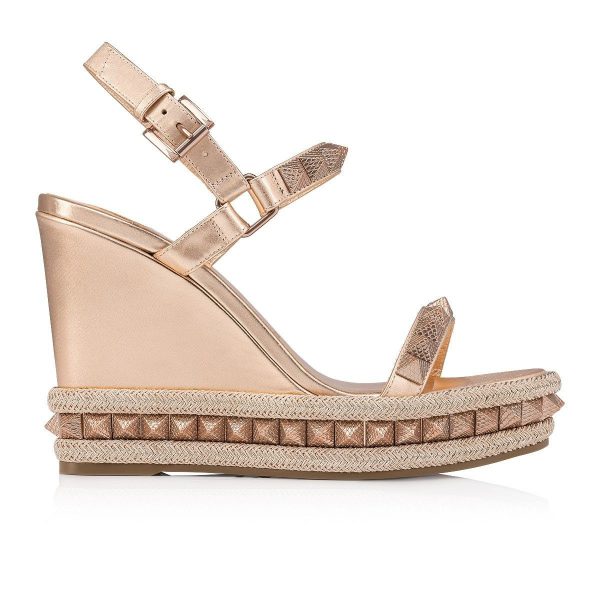 Christian Louboutin Pyraclou 110 mm Espadrilles Cuir Iridescent Leche – Image 2