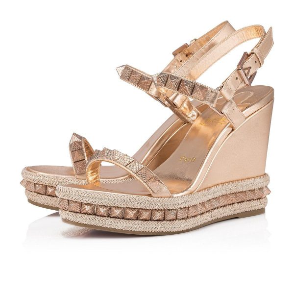 Christian Louboutin Pyraclou 110 mm Espadrilles Cuir Iridescent Leche
