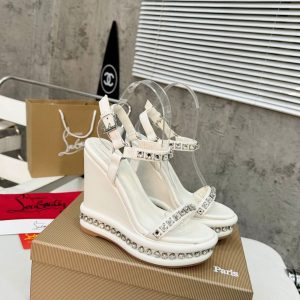 Christian Louboutin Pyraclou 110 mm espadrilles cuir iridescent blanc