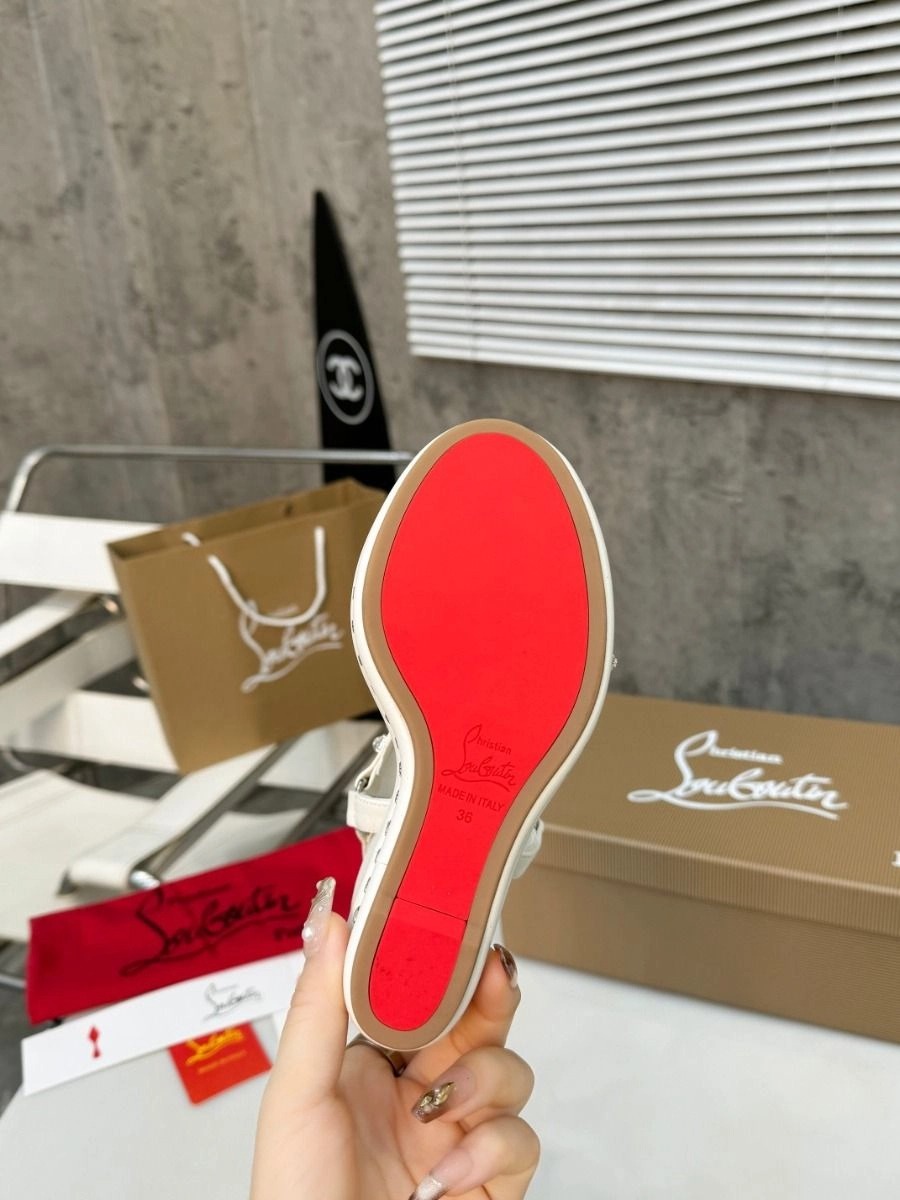 Christian Louboutin Pyraclou 110 mm espadrilles cuir iridescent blanc – Image 3