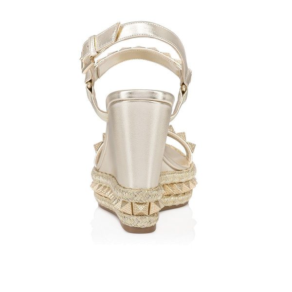 Christian Louboutin Pyraclou 110 Mm Espadrilles Cuir Nappa Platine – Image 3