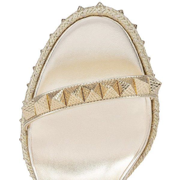Christian Louboutin Pyraclou 110 Mm Espadrilles Cuir Nappa Platine – Image 4