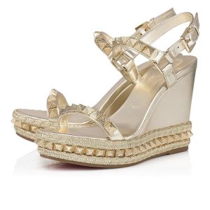 Christian Louboutin Pyraclou 110 Mm Espadrilles Cuir Nappa Platine
