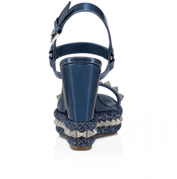 Christian Louboutin Pyraclou 110 mm Espadrilles Cuir Vernis Bleu – Image 2