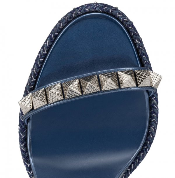 Christian Louboutin Pyraclou 110 mm Espadrilles Cuir Vernis Bleu – Image 3