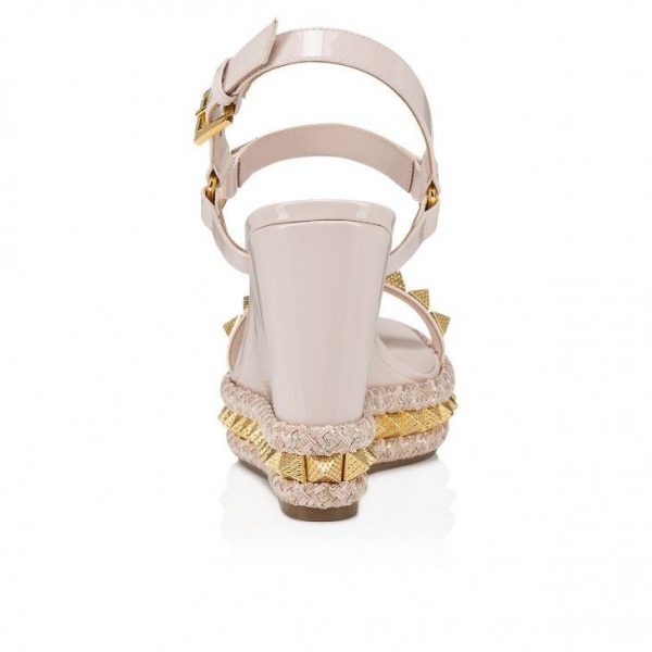 Christian Louboutin Pyraclou 110 Mm Espadrilles Cuir Vernis Leche – Image 3