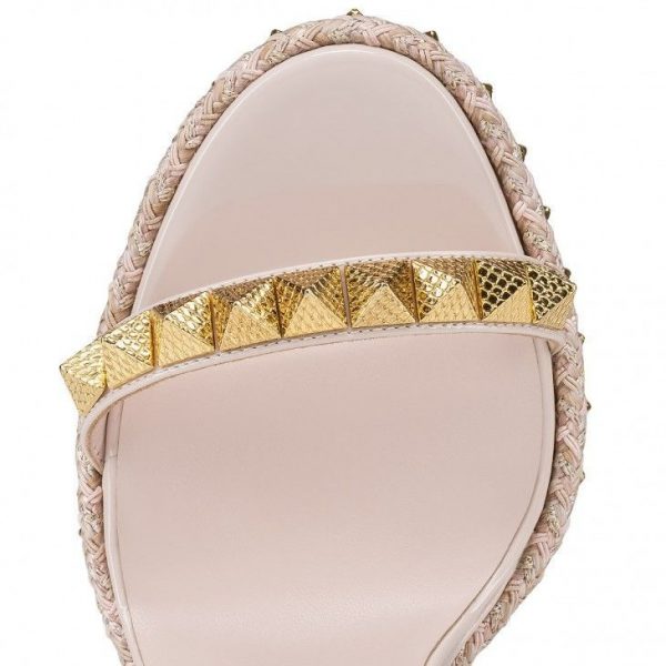 Christian Louboutin Pyraclou 110 Mm Espadrilles Cuir Vernis Leche – Image 4