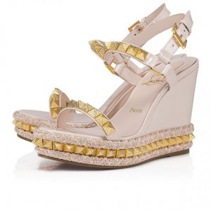 Christian Louboutin Pyraclou 110 Mm Espadrilles Cuir Vernis Leche