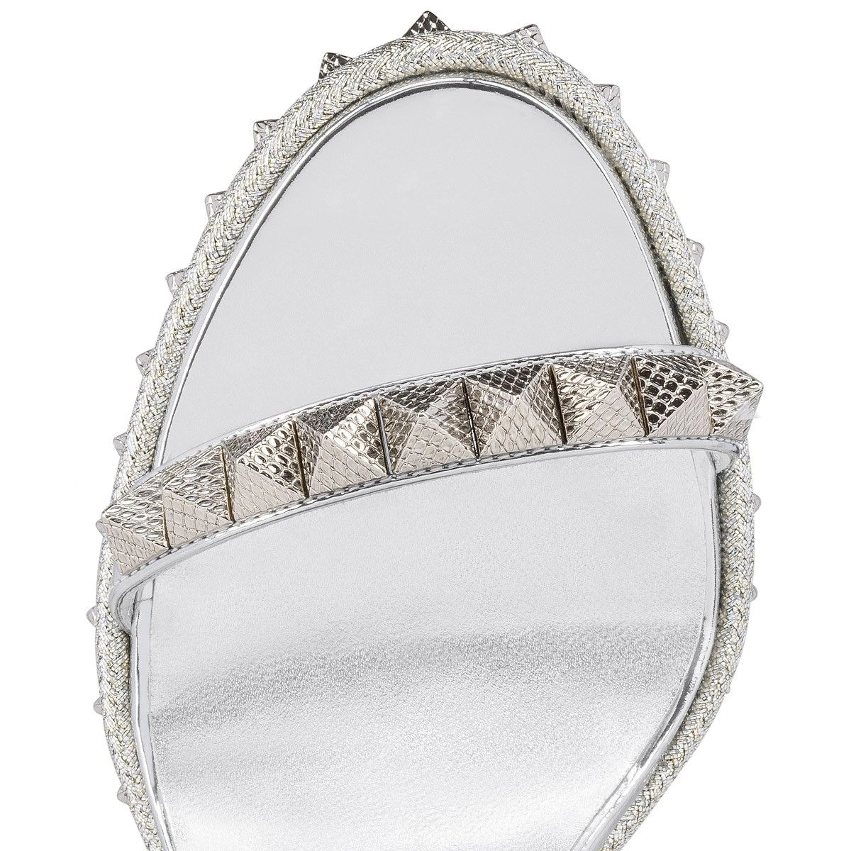 Christian Louboutin Pyraclou 110 Mm Espadrilles Cuir Vernis Argent – Image 4