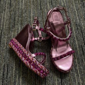 Christian Louboutin Pyraclou 110 mm Compensées Cuir Iridescent Rose Violet