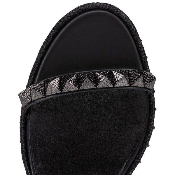 Christian Louboutin Pyraclou 60 mm Espadrilles Cuir Iridescent Noir – Image 4