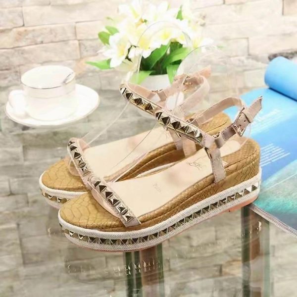 Christian Louboutin Pyraclou 60 mm Espadrilles Cuir Iridescent Marron – Image 2