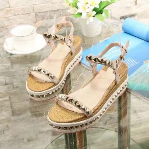 Christian Louboutin Pyraclou 60 mm Espadrilles Cuir Iridescent Marron