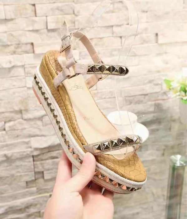 Christian Louboutin Pyraclou 60 mm Espadrilles Cuir Iridescent Marron – Image 3