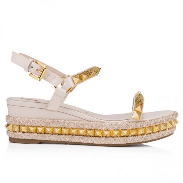 Christian Louboutin Pyraclou 60 mm Espadrilles Cuir Iridescent Leche – Image 2