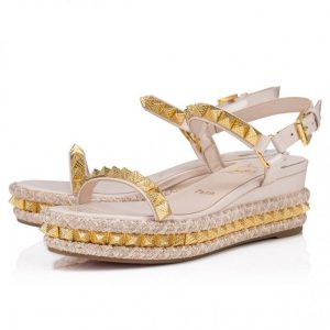 Christian Louboutin Pyraclou 60 mm Espadrilles Cuir Iridescent Leche