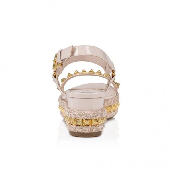 Christian Louboutin Pyraclou 60 mm Espadrilles Cuir Iridescent Leche – Image 3
