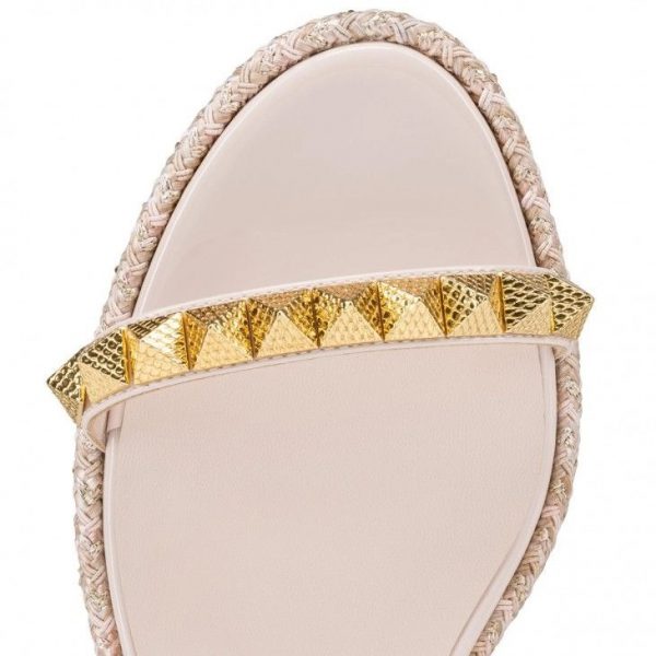 Christian Louboutin Pyraclou 60 mm Espadrilles Cuir Iridescent Leche – Image 4