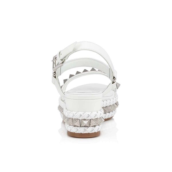 Christian Louboutin Pyraclou 60 mm Espadrilles Cuir Iridescent Blanc – Image 3