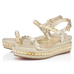 Christian Louboutin Pyraclou 60 mm Espadrilles Cuir Nappa Platine
