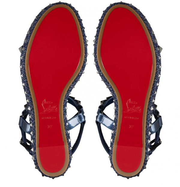 Christian Louboutin Pyraclou 60 mm Espadrilles Cuir Vernis Bleu – Image 4