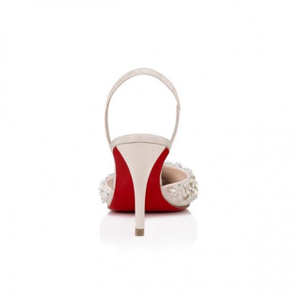 Christian Louboutin Queenissima Sling escarpins slingback 80 mm en tissu moiré couleur lait – Image 3