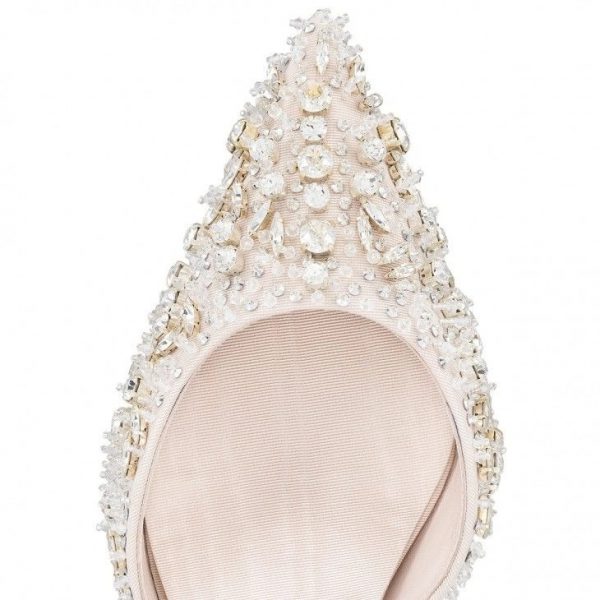 Christian Louboutin Queenissima Sling 80mm Sling Back Pumps en Tissu Moiré Leche – Image 4