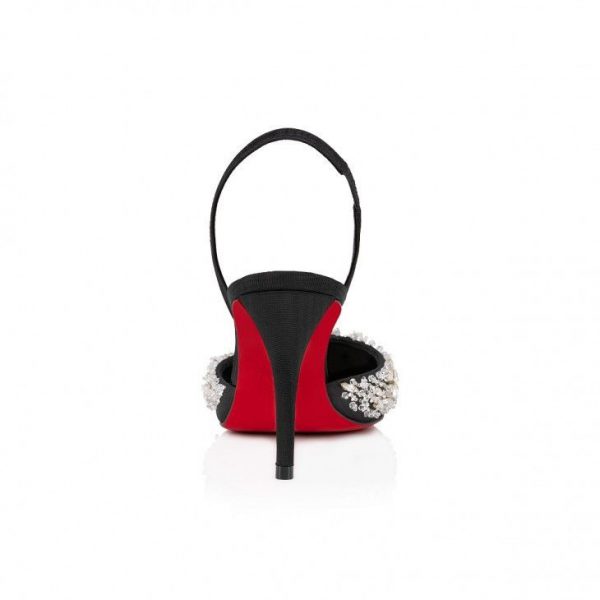 Christian Louboutin Queenissima Sling escarpins slingback 80 mm en tissu moiré noir – Image 2