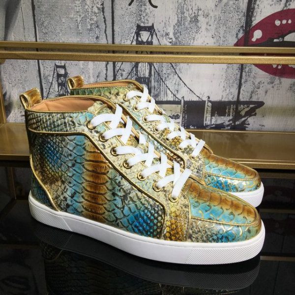 Christian Louboutin Baskets Hautes Rantus Orlato Cuir python métallisé