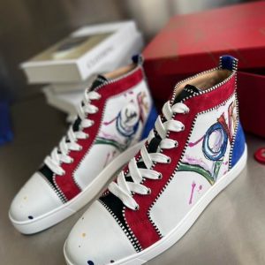 Christian Louboutin Rantus Orlato Baskets Femme en Cuir 'Love' Multicolore