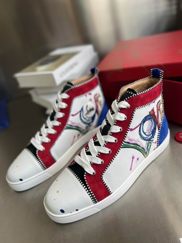 Christian Louboutin Rantus Orlato Baskets Femme en Cuir 'Love' Multicolore