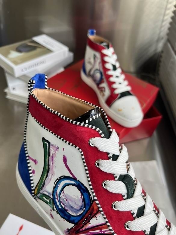 Christian Louboutin Rantus Orlato Baskets Femme en Cuir 'Love' Multicolore – Image 3