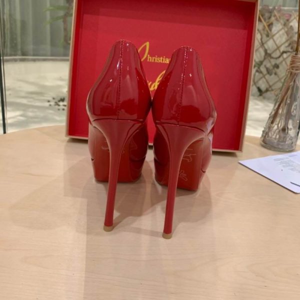 Christian Louboutin Fetish Peep Rouge 130mm Escarpins Cuir Verni – Image 3