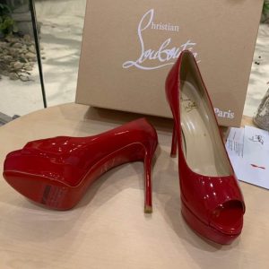 Christian Louboutin Fetish Peep Rouge 130mm Escarpins Cuir Verni