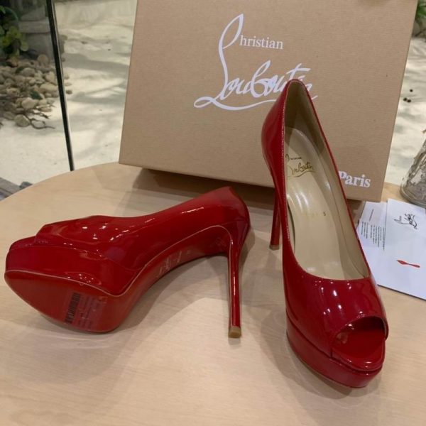 Christian Louboutin Fetish Peep Rouge 130mm Escarpins Cuir Verni