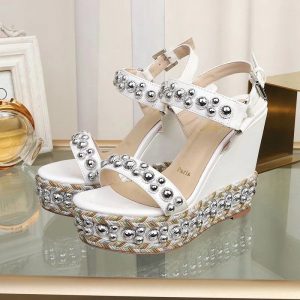 Christian Louboutin Rondaclou Embelli 120mm Sandales Compensées Blanche