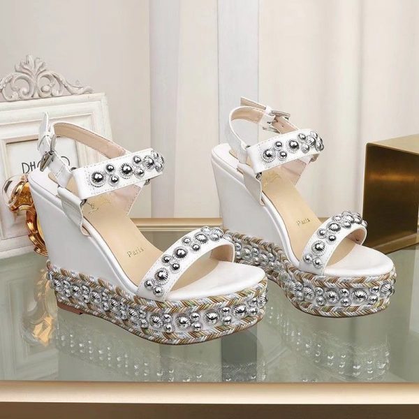 Christian Louboutin Rondaclou Embelli 120mm Sandales Compensées Blanche – Image 2