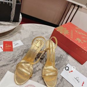 Christian Louboutin Rosalie Sandales 100mm Cuir Iridescent Or Métallique