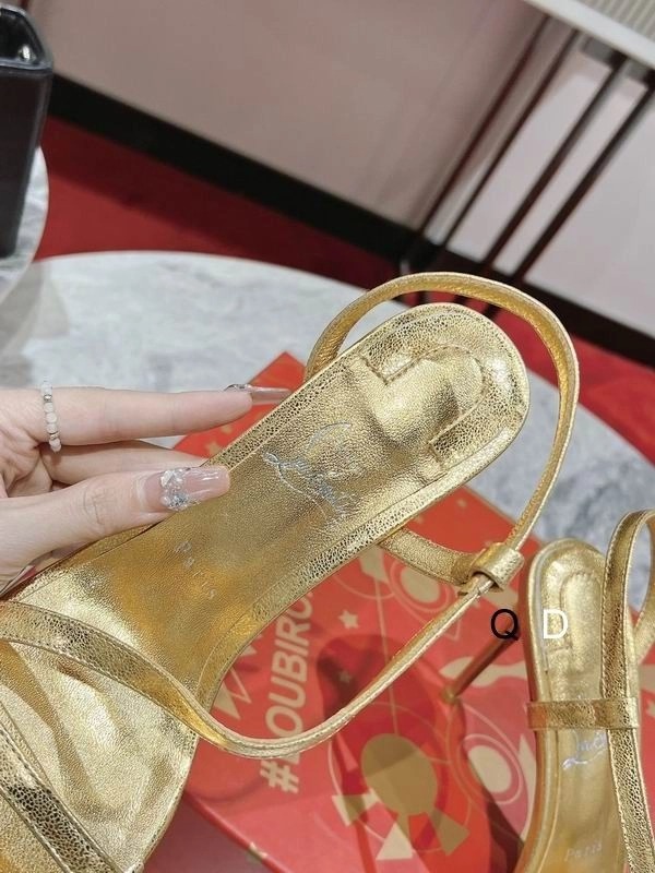 Christian Louboutin Rosalie Sandales 100mm Cuir Iridescent Or Métallique – Image 4